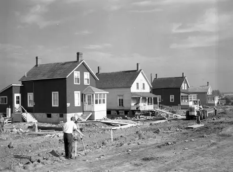 Preparations to move the town of Iroquois, Ontario, for the construction of the St. Lawrence seaway
