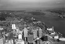 Aerial view of downtown Detroit, Michigan