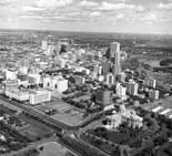 Aerial view of Edmonton, showing the Legislative Buildings