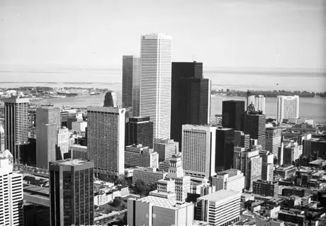 Aerial view of the financial district of Toronto