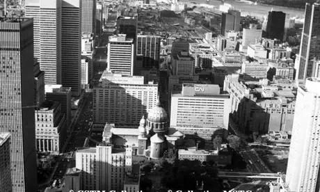Aerial view of Montreal, including CN office building