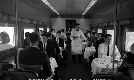 Montreal Canadien hockey team in the dining car, en route to Chicago