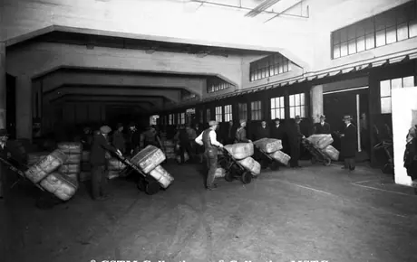 Silk is quickly taken to waiting train where each bale is carefully checked then quickly sent to Eastern markets by special CNR silk train