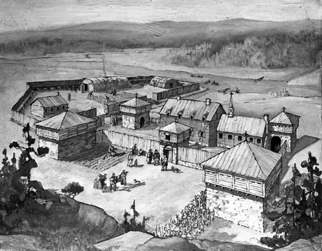 Drawing of old Fort St. Marie