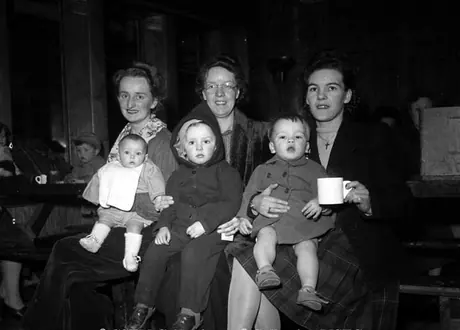 British war brides and their children traveling by ship to Halifax