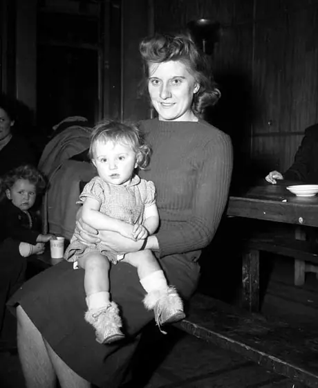 British war bride and her child traveling by ship to Halifax