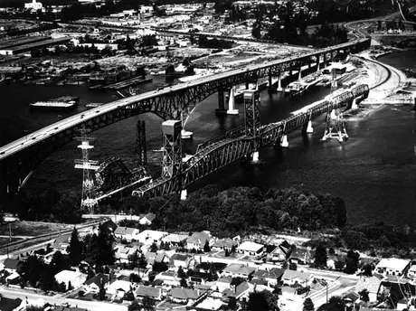 Aerial view of the CN Second Narrows Bridge, Vancouver
