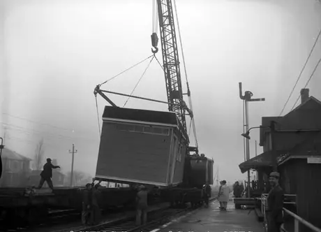 Unloading  new station at L’Assomption and St. Justin, Quebec