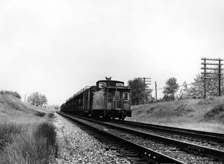 View of the caboose on Toronto main line track, Newcastle exit