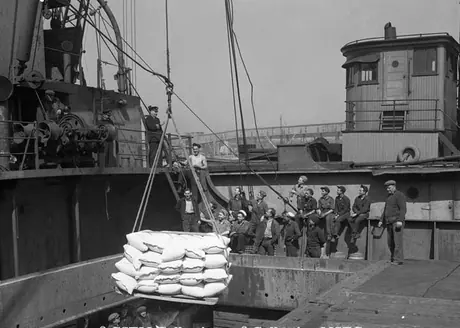 War record - VI Victory Loan Capt. E.A. LeBlanc of Montreal addresses crew of “Rockwood Park” on the Loan