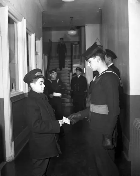 War record - Messenger boy at Naval Barracks, Mountain St., Montreal