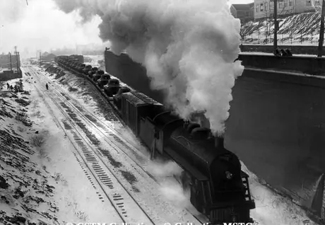 Trainload of tanks at an eastern seaport